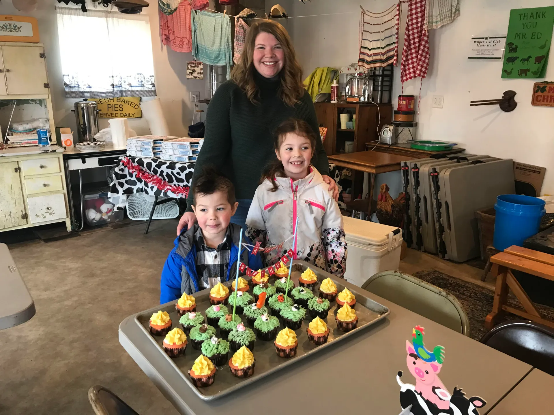 Children celebrating a birthday party at Mr. Ed's Farm